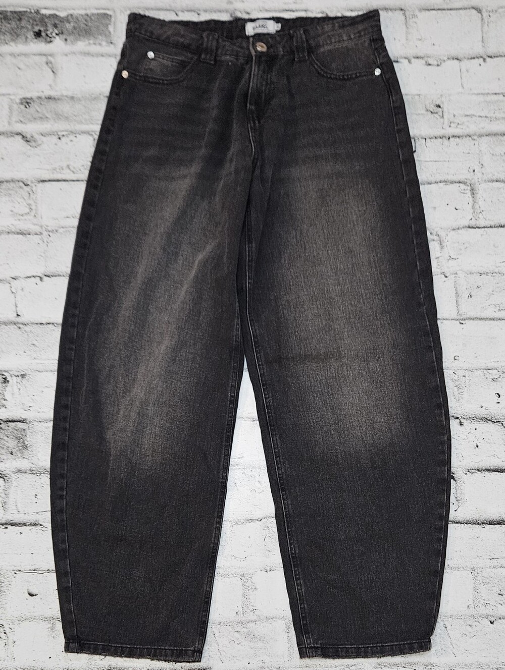 Refuge Denim Barrel Jeans Size 5 Washed Black High Rise Baggy Wide Leg